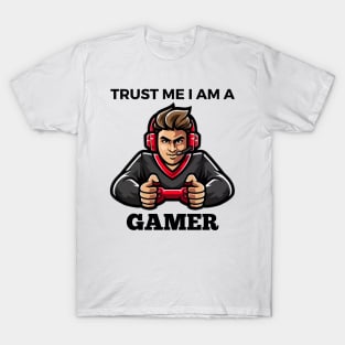 Trust Me I Am A Gamer - Gamer With Red Controller Design T-Shirt